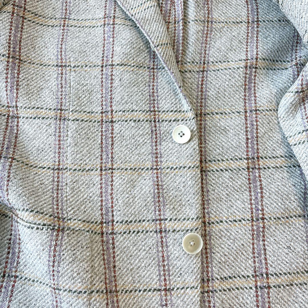 ロケット ラルディーニ　チェック柄 テーラードジャケット　シルク　M