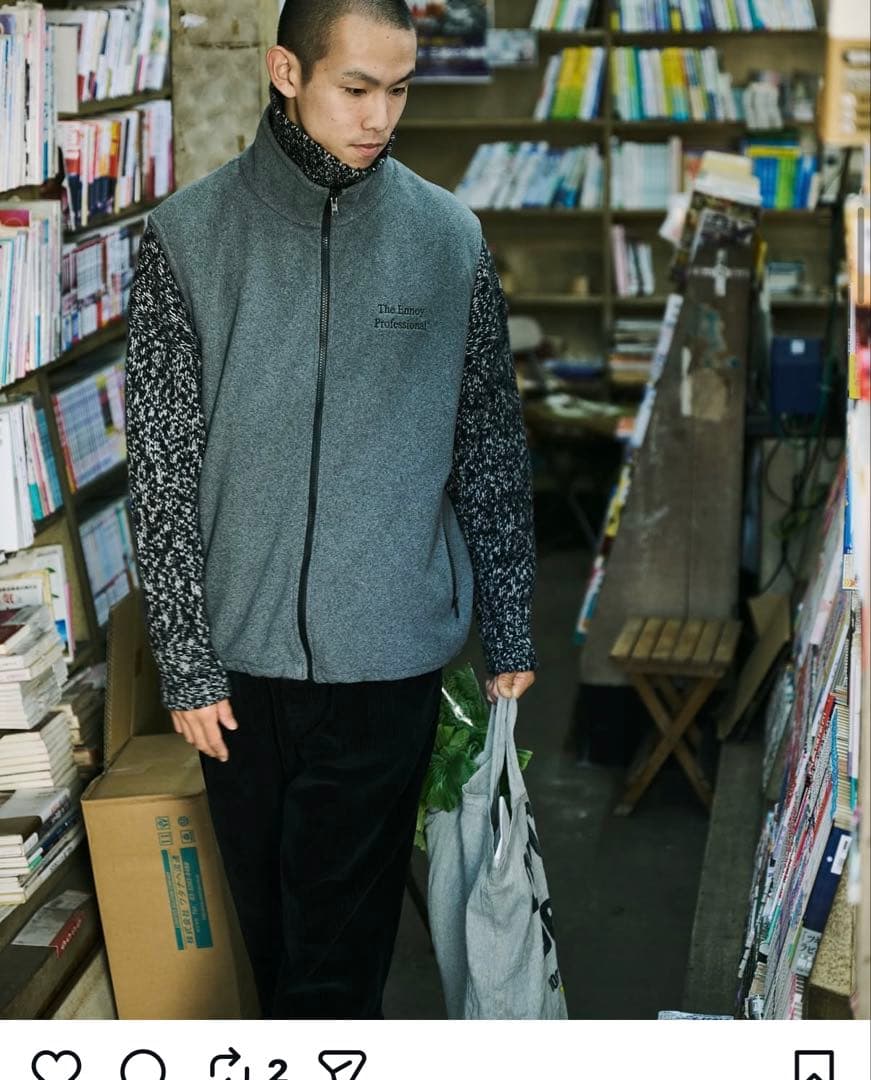 トップス ENNOY PROFESSIONAL FLEECE VEST (GRAY) L