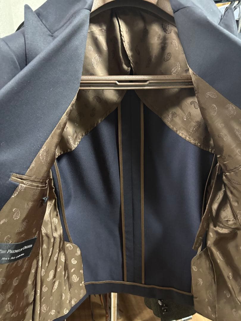 オーダー インポート生地 REDA ネイビー系 ダブルブレスト スーツジャケット