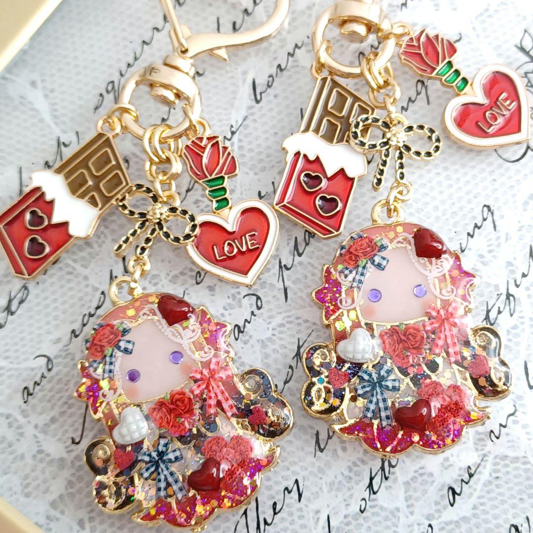 ♡バレンタイン♡アマビエさん① 板チョコ　　他レジンキーホルダー計6点