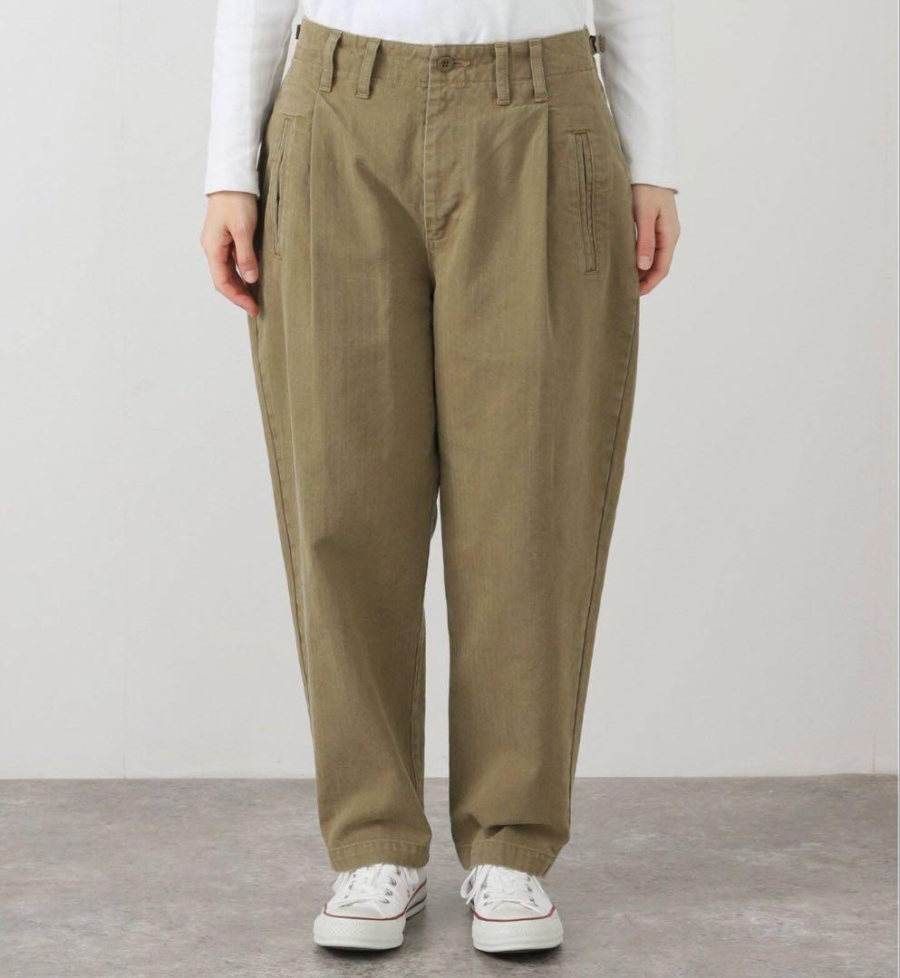 Vヘリンボンミリタリータックパンツ