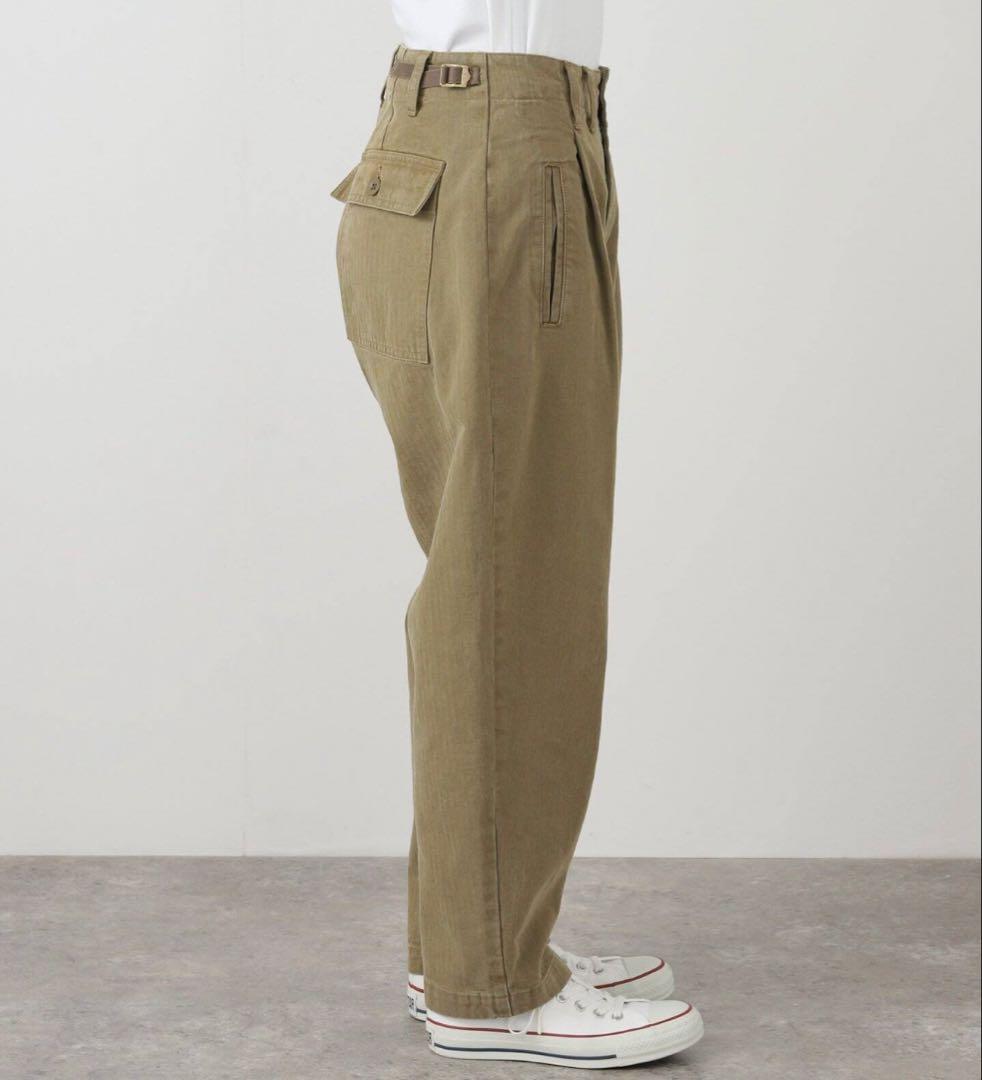 Vヘリンボンミリタリータックパンツ
