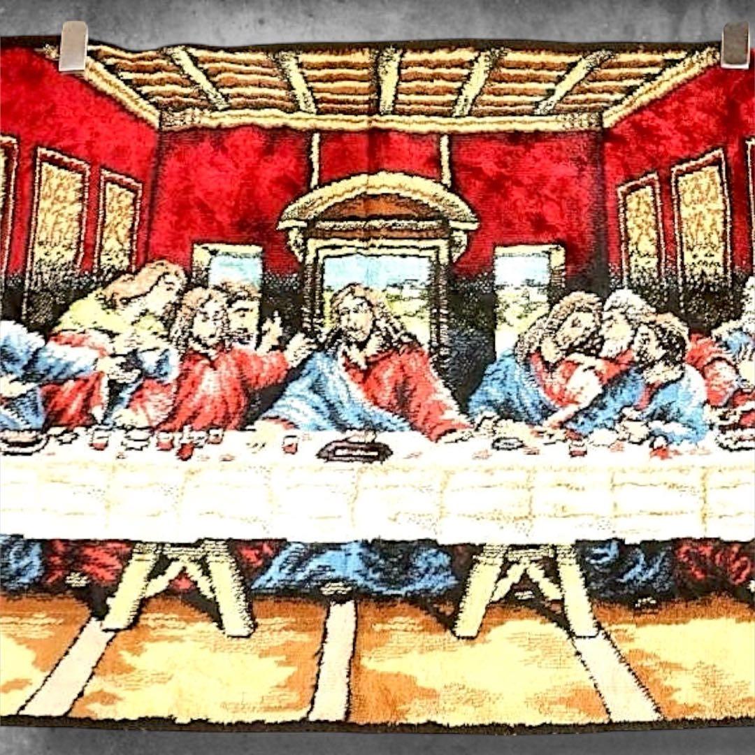 BPQE アート ラグ タペストリー 古着 最後の晩餐 キリスト 絵画 芸術