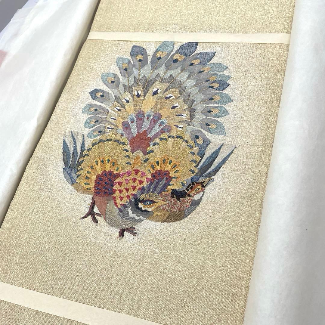 【M10】大幅値下げ‼︎ 極上品　太鼓柄袋帯 孔雀 正絹✨未使用品