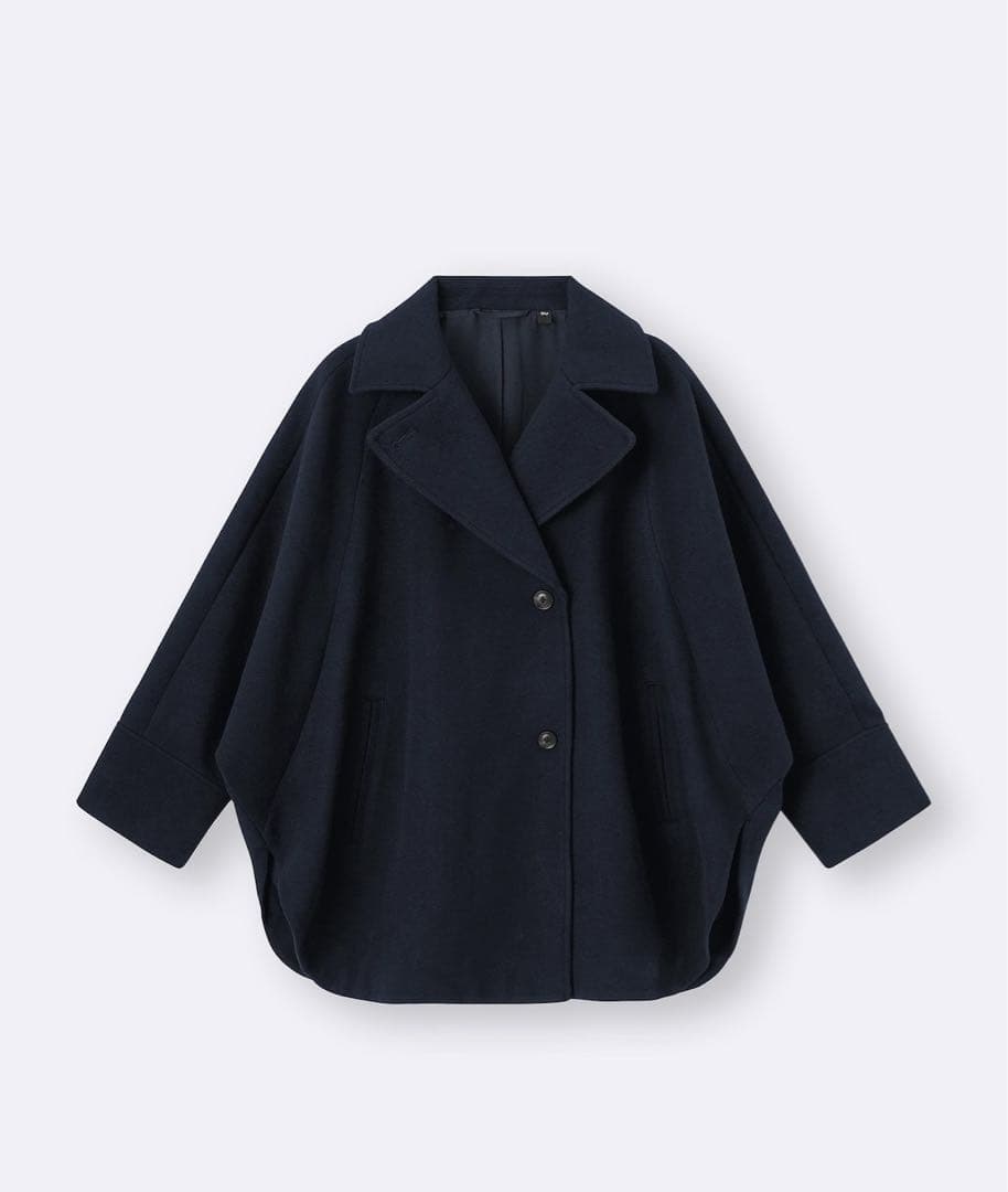 新品未使用タグ付き　コージーメルトンケープコート　GU ネイビー　M 完売品