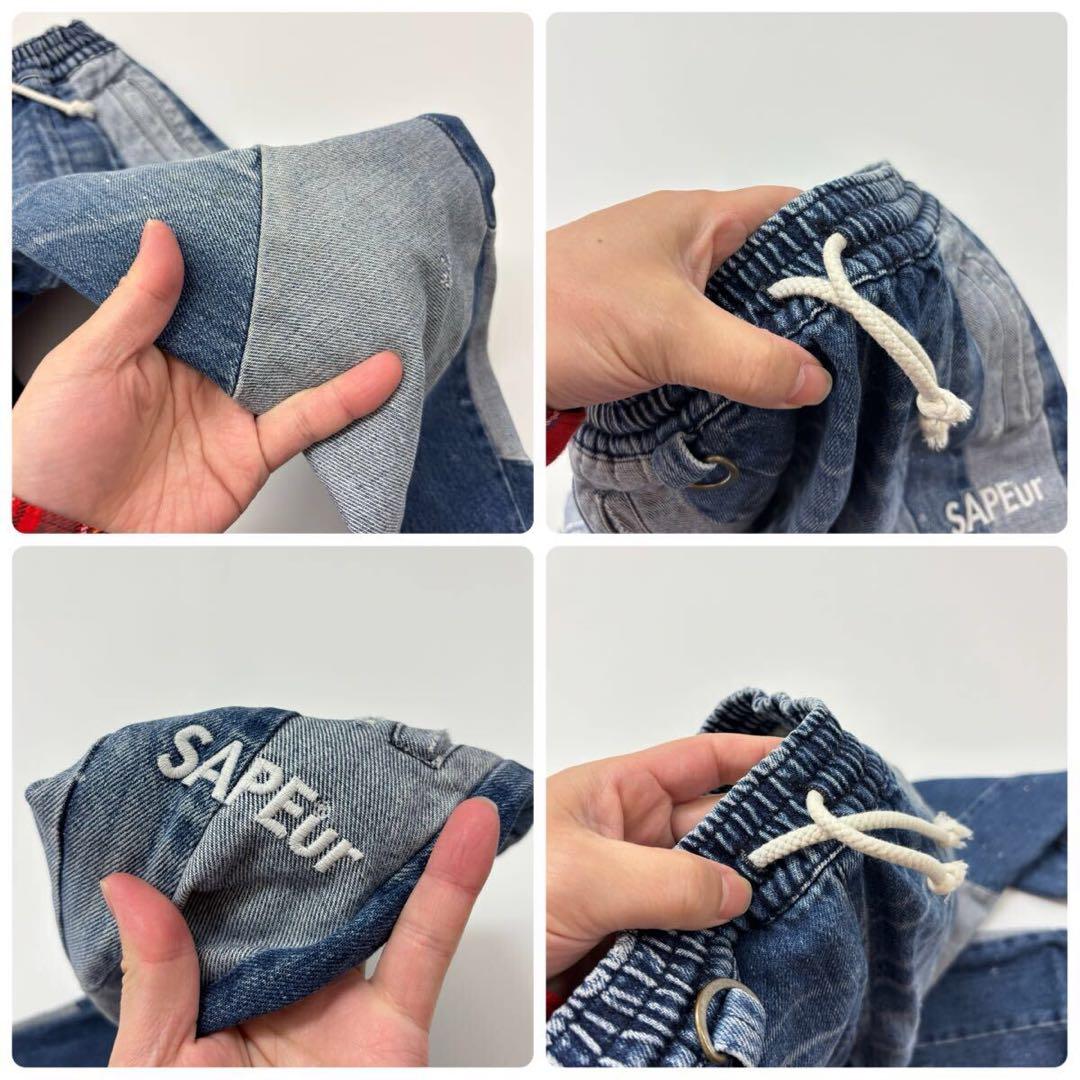 希少 SAPEur KIDS キッズ ヴィンテージ デニム トラック パンツ M