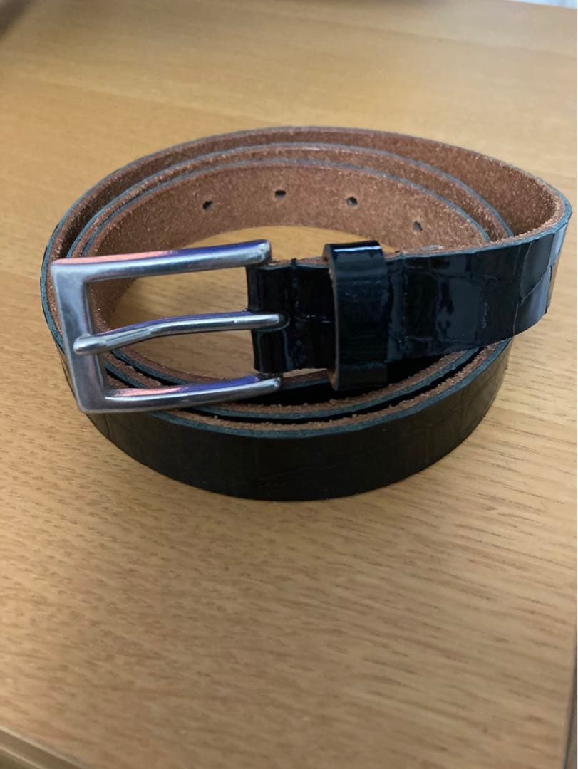 JUNYA WATANABE パテントレザーベルト クロコ型押し