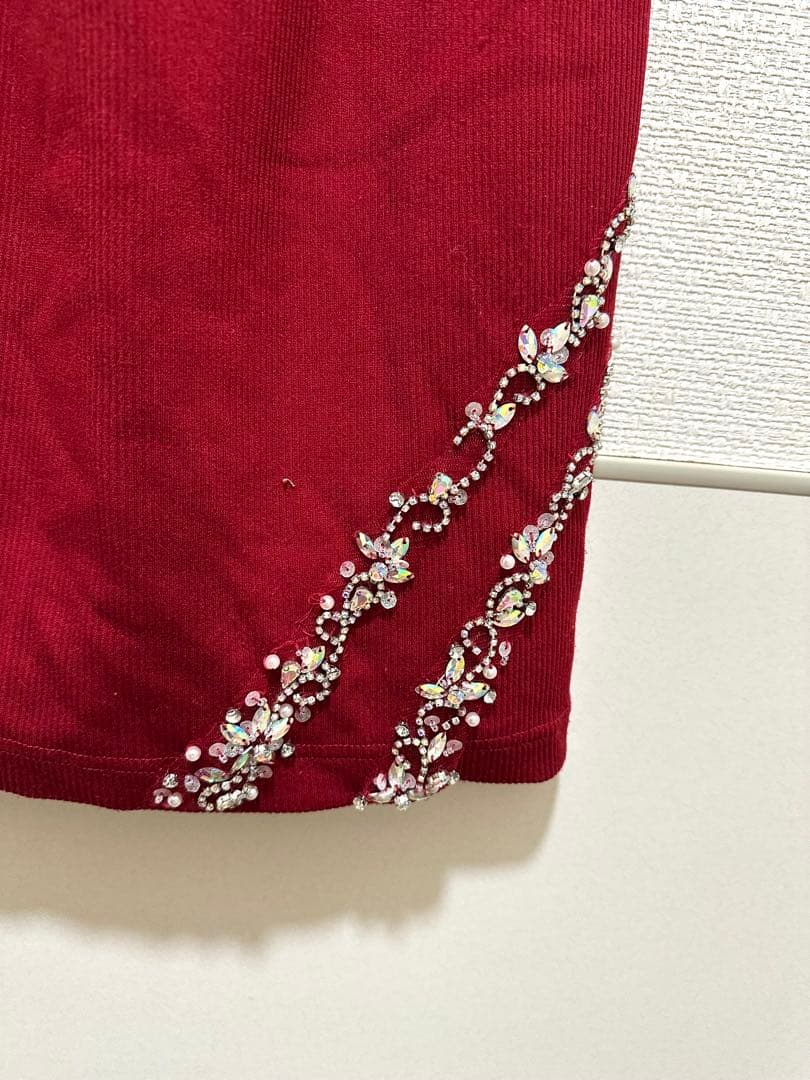 AngelR エンジェルアール 赤 ビジュー タイト キャバドレス S 美品