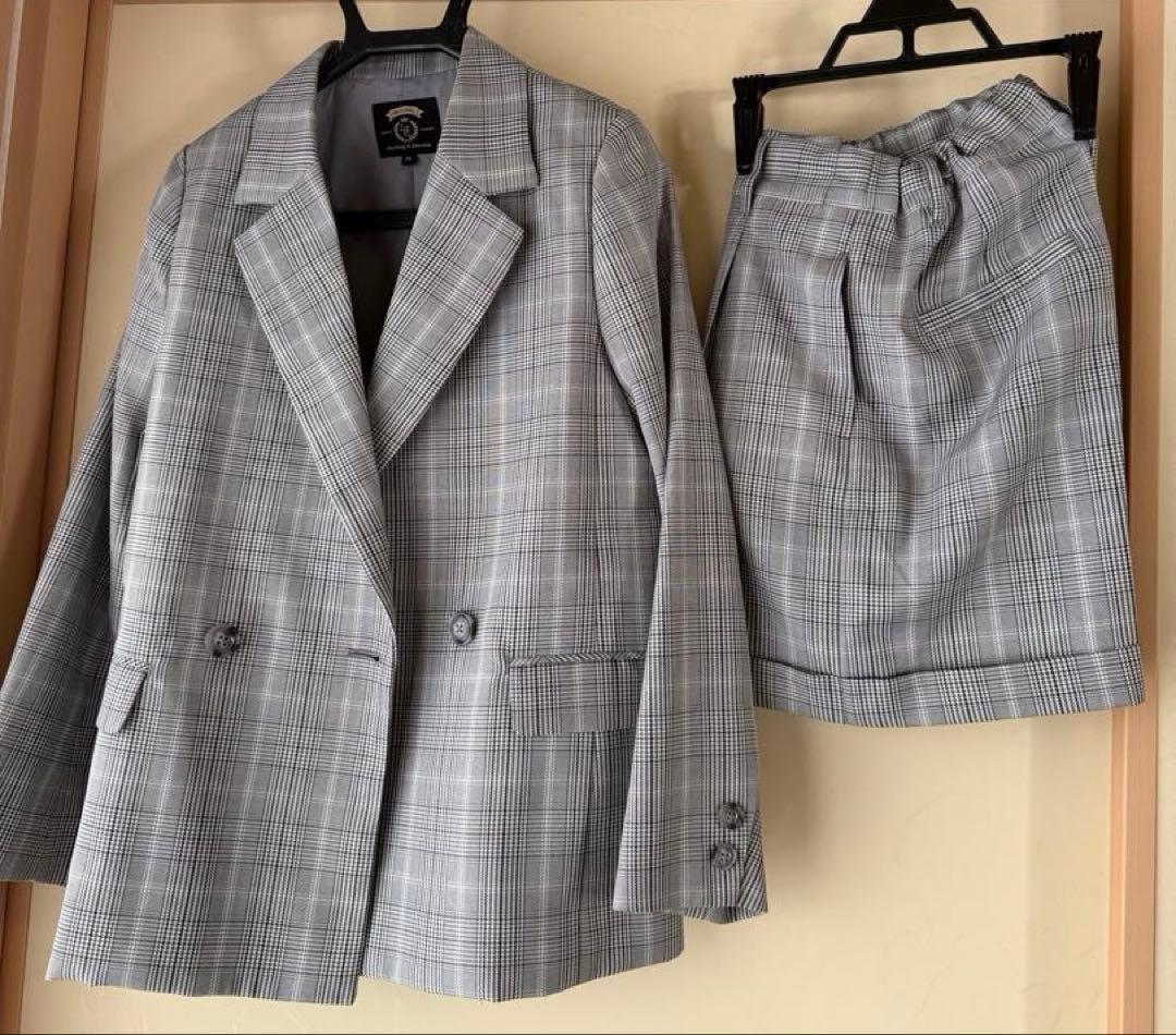 Lovetoxic卒服 チェック柄ブレザーショートパンツ シャツ ネクタイセット