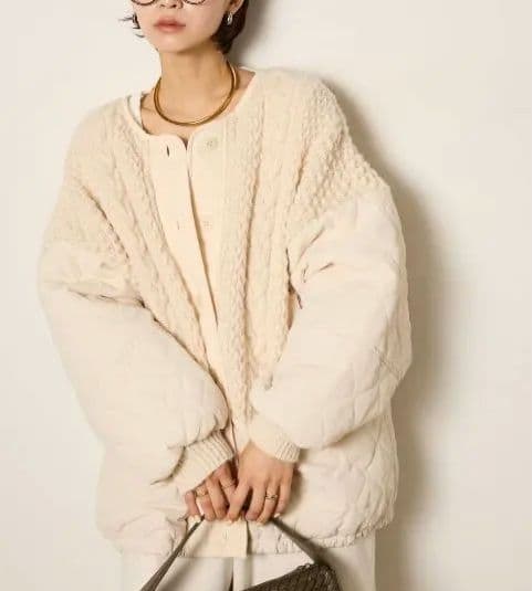 エシカesica　アラン編みニット　キルティング　ブルゾン　ジャケット
