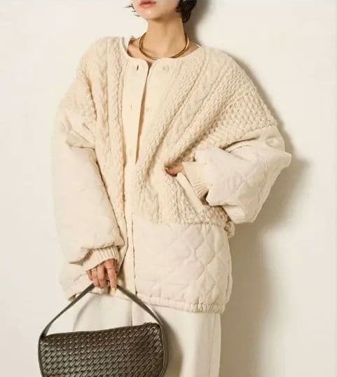 エシカesica　アラン編みニット　キルティング　ブルゾン　ジャケット
