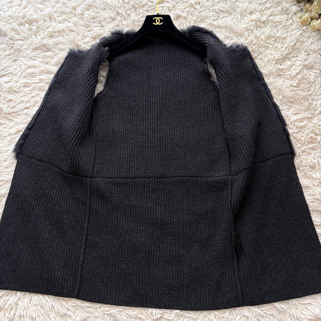 【まーや ✨】ANAYI ラビットファー切り替えニット ジレロングジレ38