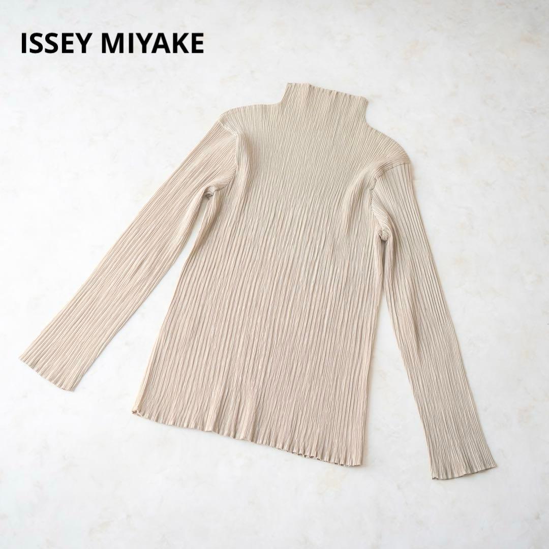 美品✨ISSEY MIYAKE プリーツ タートルネックカットソー ベージュ L