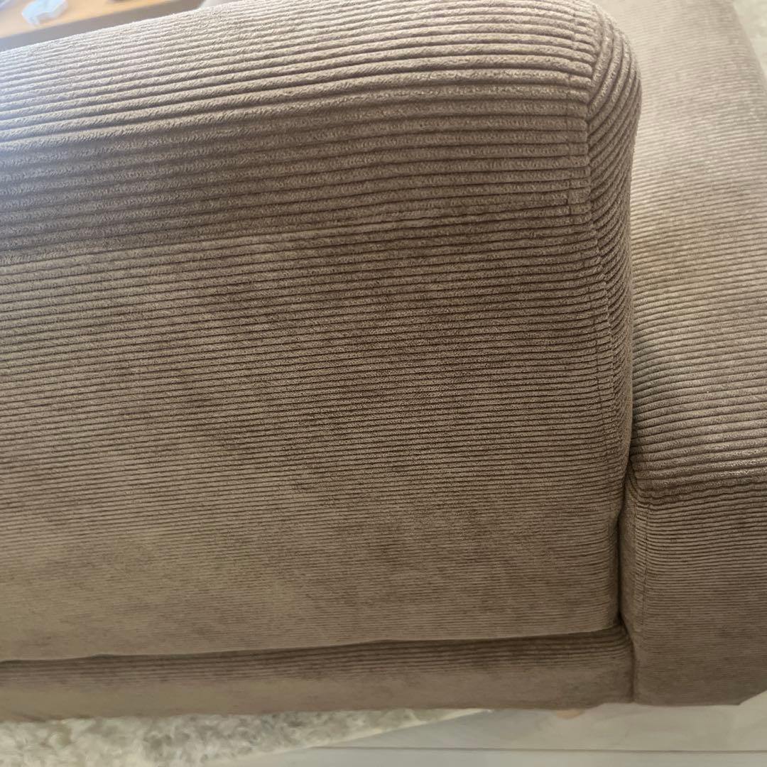 【最終値下】LOWYA 2.5人掛けソファ　モカ　コーデュロイ　天然木脚