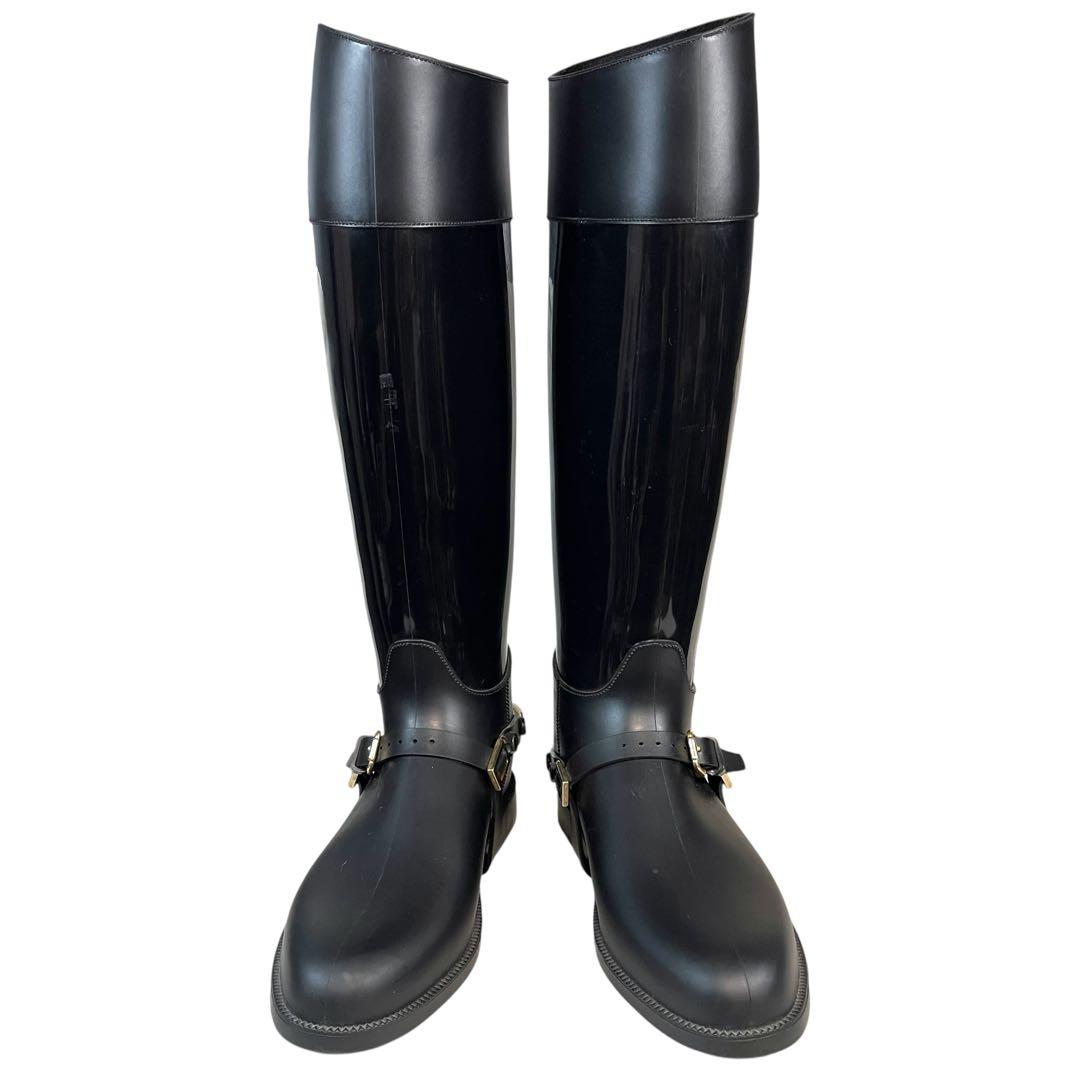 JIMMY CHOO ジミーチュウ レインブーツ ジョッキーブーツ 長靴 黒