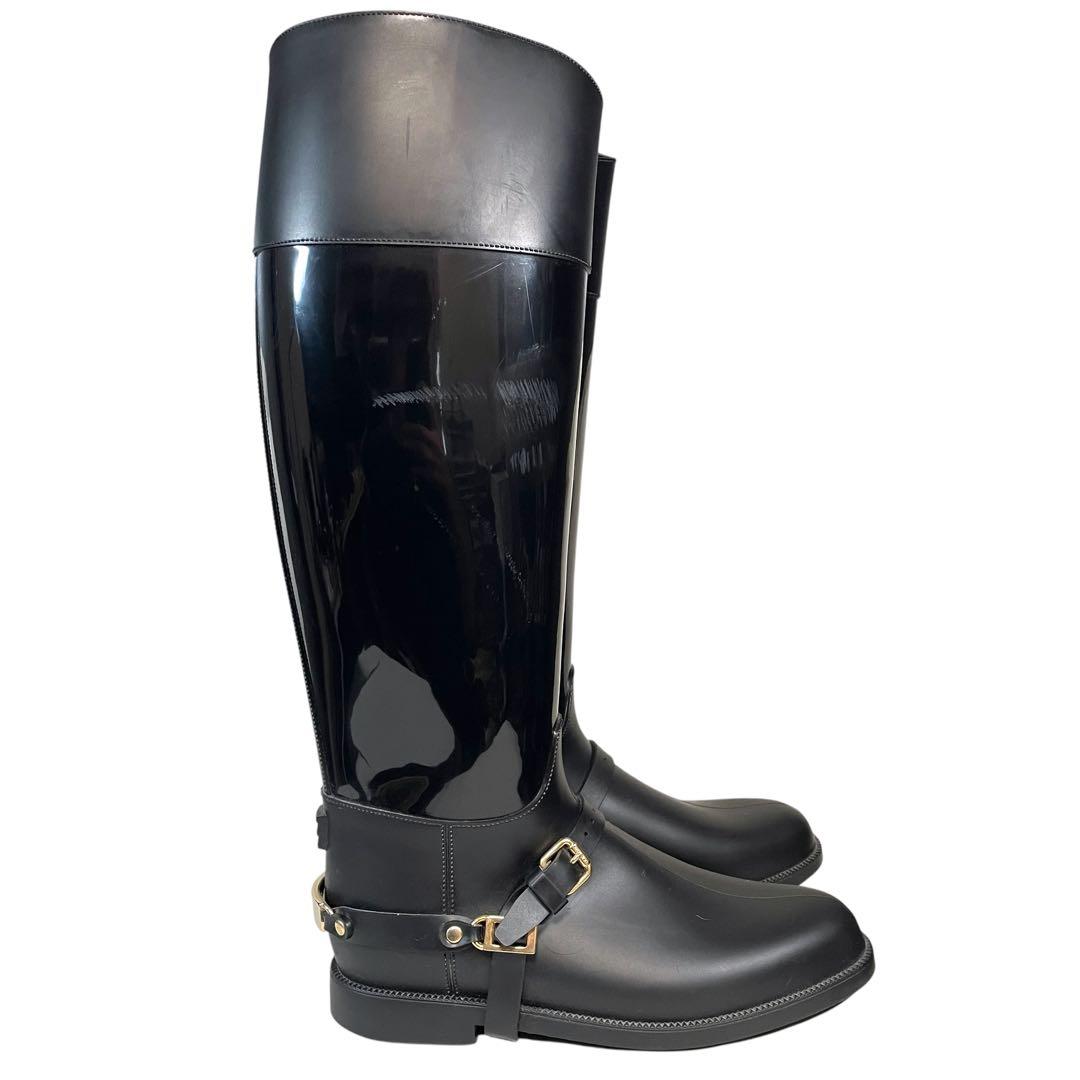 JIMMY CHOO ジミーチュウ レインブーツ ジョッキーブーツ 長靴 黒