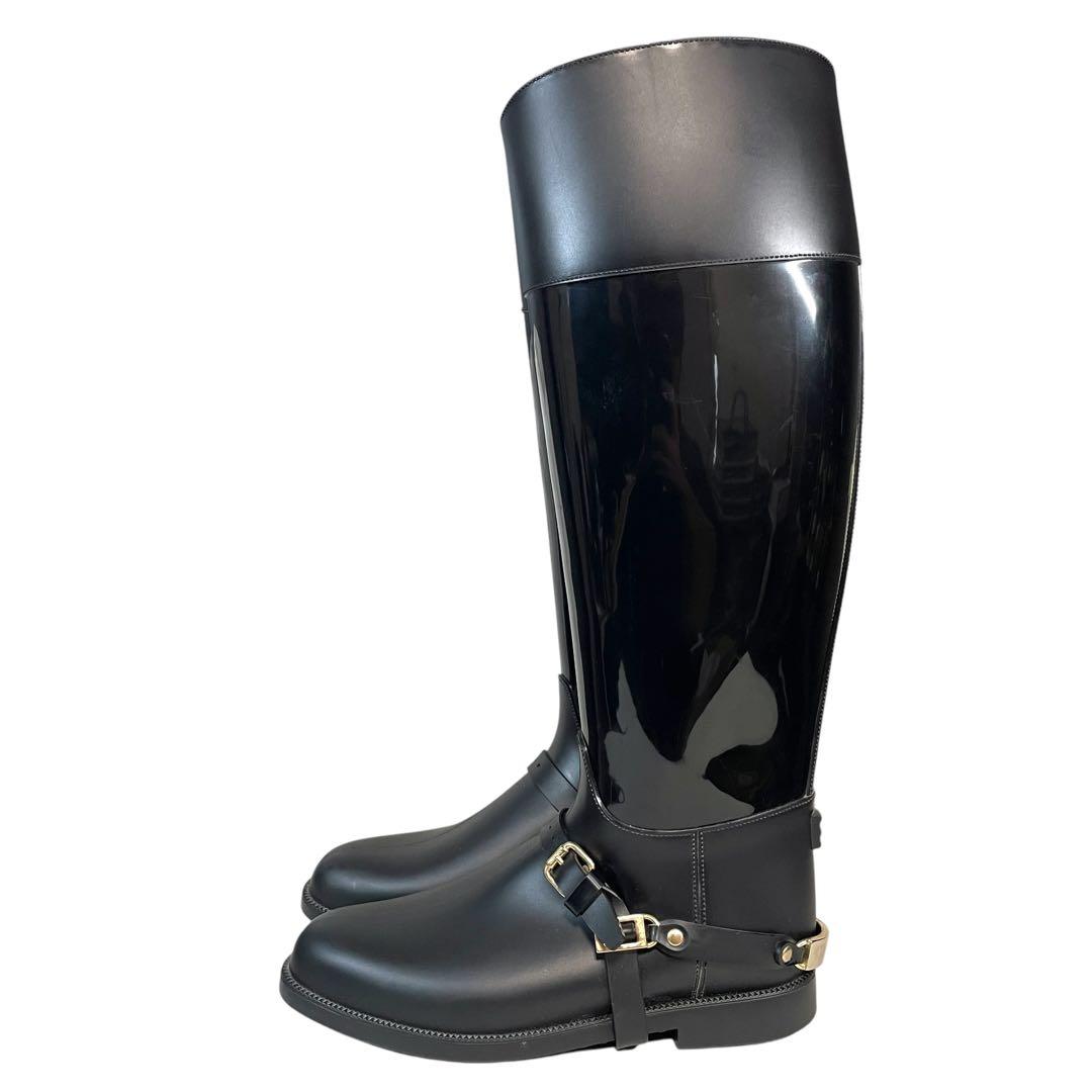 JIMMY CHOO ジミーチュウ レインブーツ ジョッキーブーツ 長靴 黒