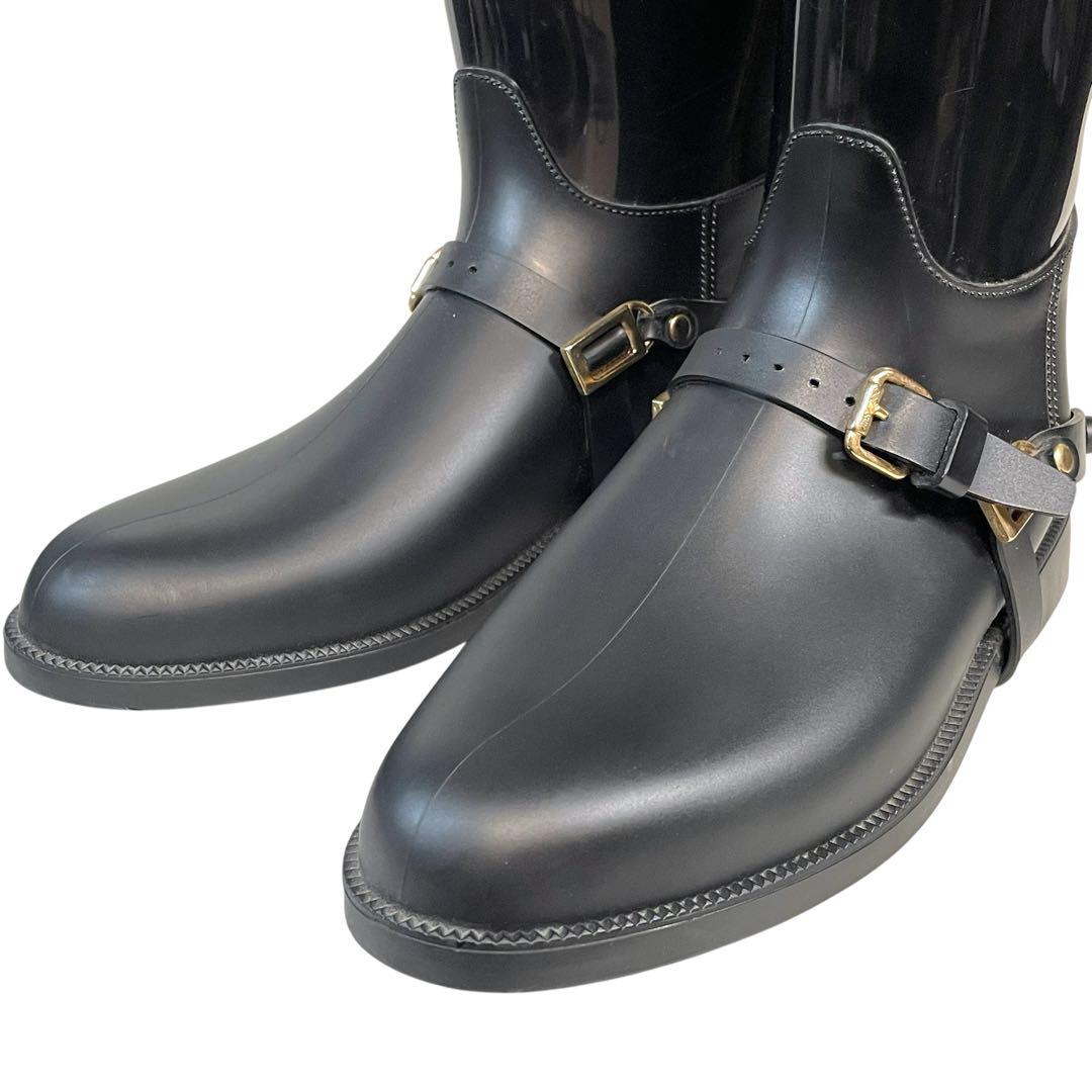 JIMMY CHOO ジミーチュウ レインブーツ ジョッキーブーツ 長靴 黒