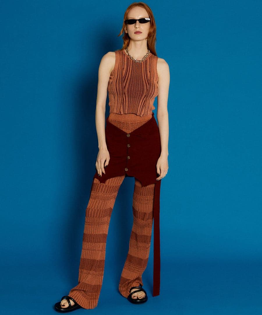 MAISONSPECIAL カーディガンレイヤードニットパンツ　フリーサイズ