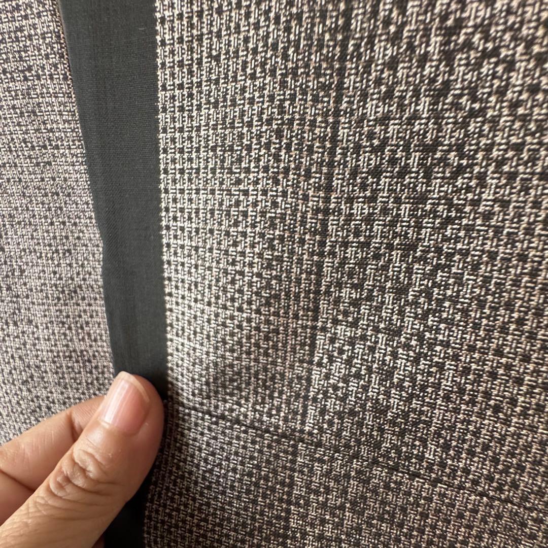 超美品　着物　本場大島紬 縦横　割込絣　正絹　泥染　シンプル　モダン　162