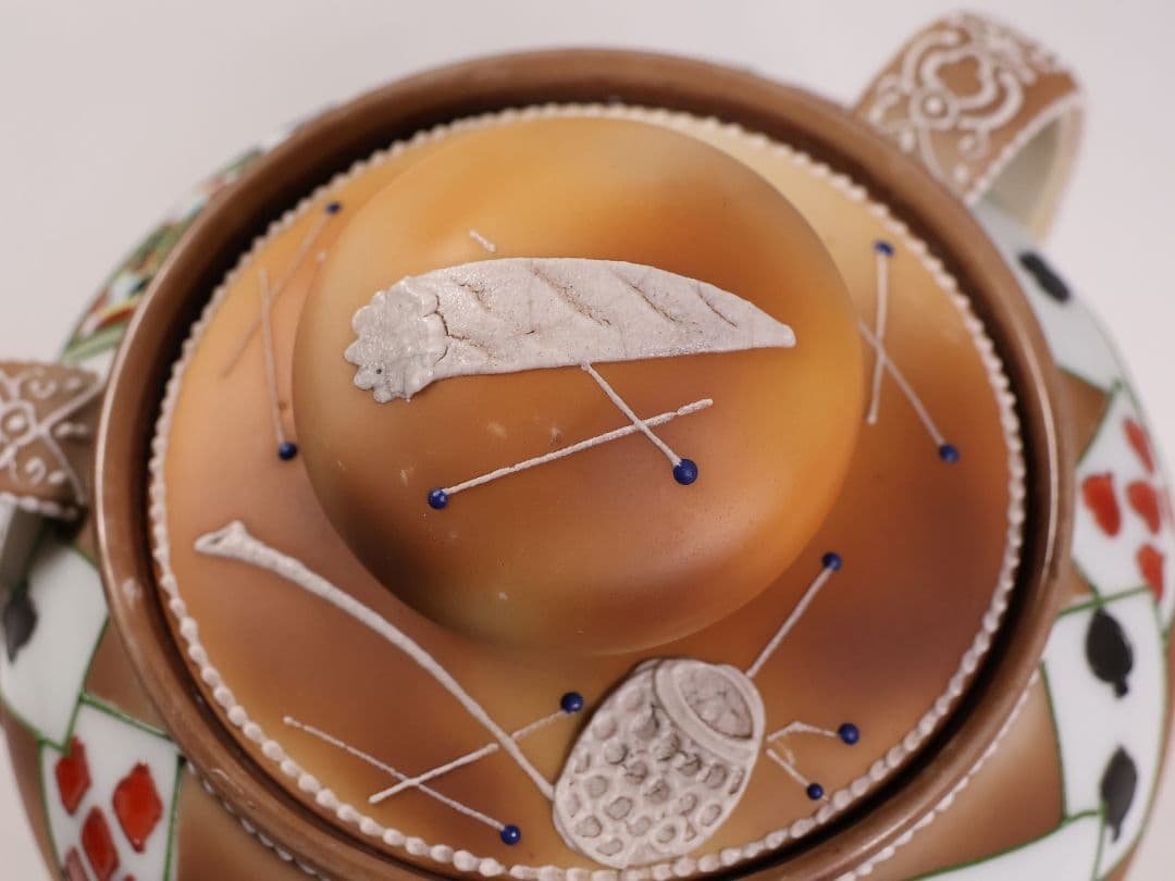 【CM322】オールドノリタケ トランプ スリーハンドル 葉巻入れ 蓋物 盛上