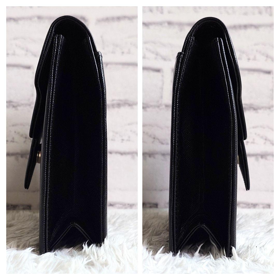 イヴサンローラン クラッチバッグ カサンドラ レザー ブラック レディース ロゴ