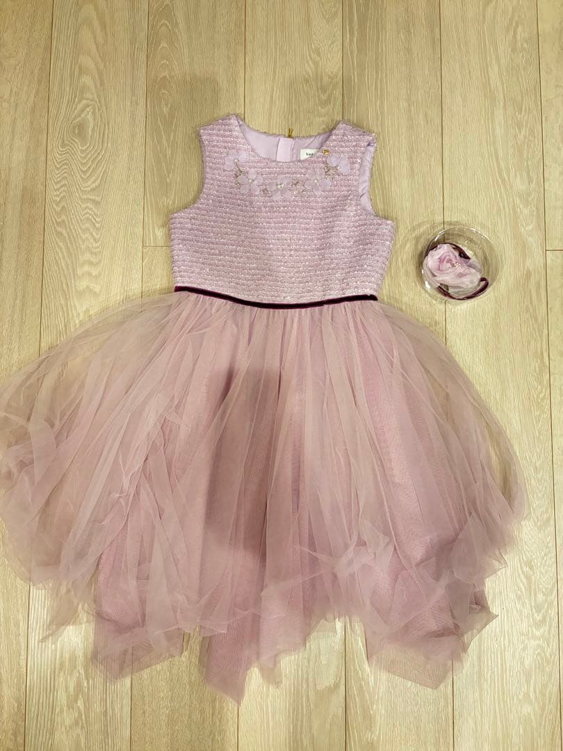 kate spade 薄紫 フラワー刺繍ドレス 130 キッズ