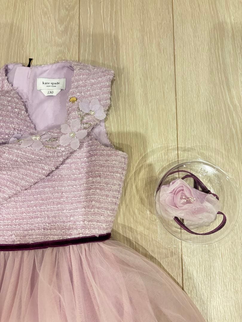 kate spade 薄紫 フラワー刺繍ドレス 130 キッズ
