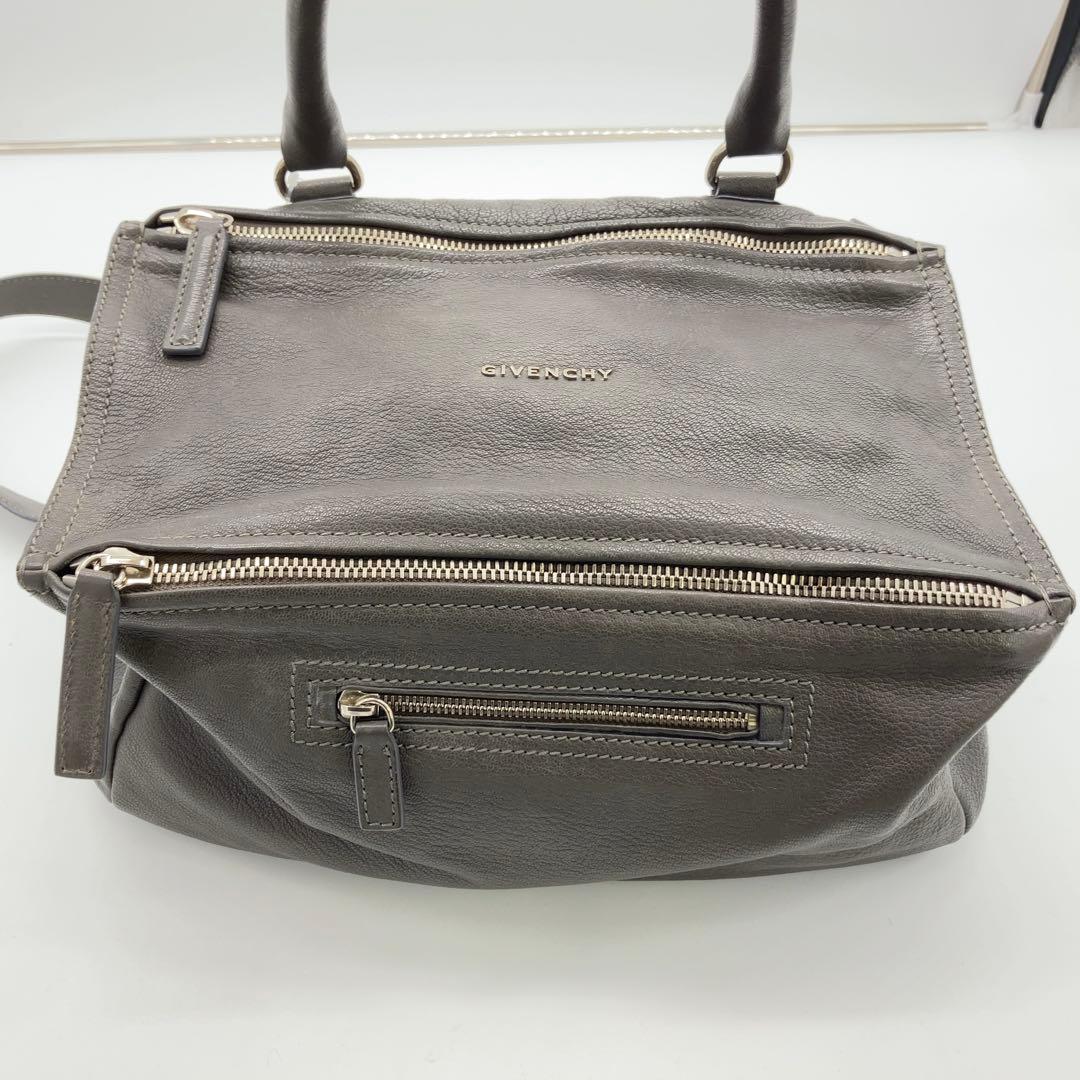 GIVENCHY パンドラ 2way レザー ハンドバッグ グレー