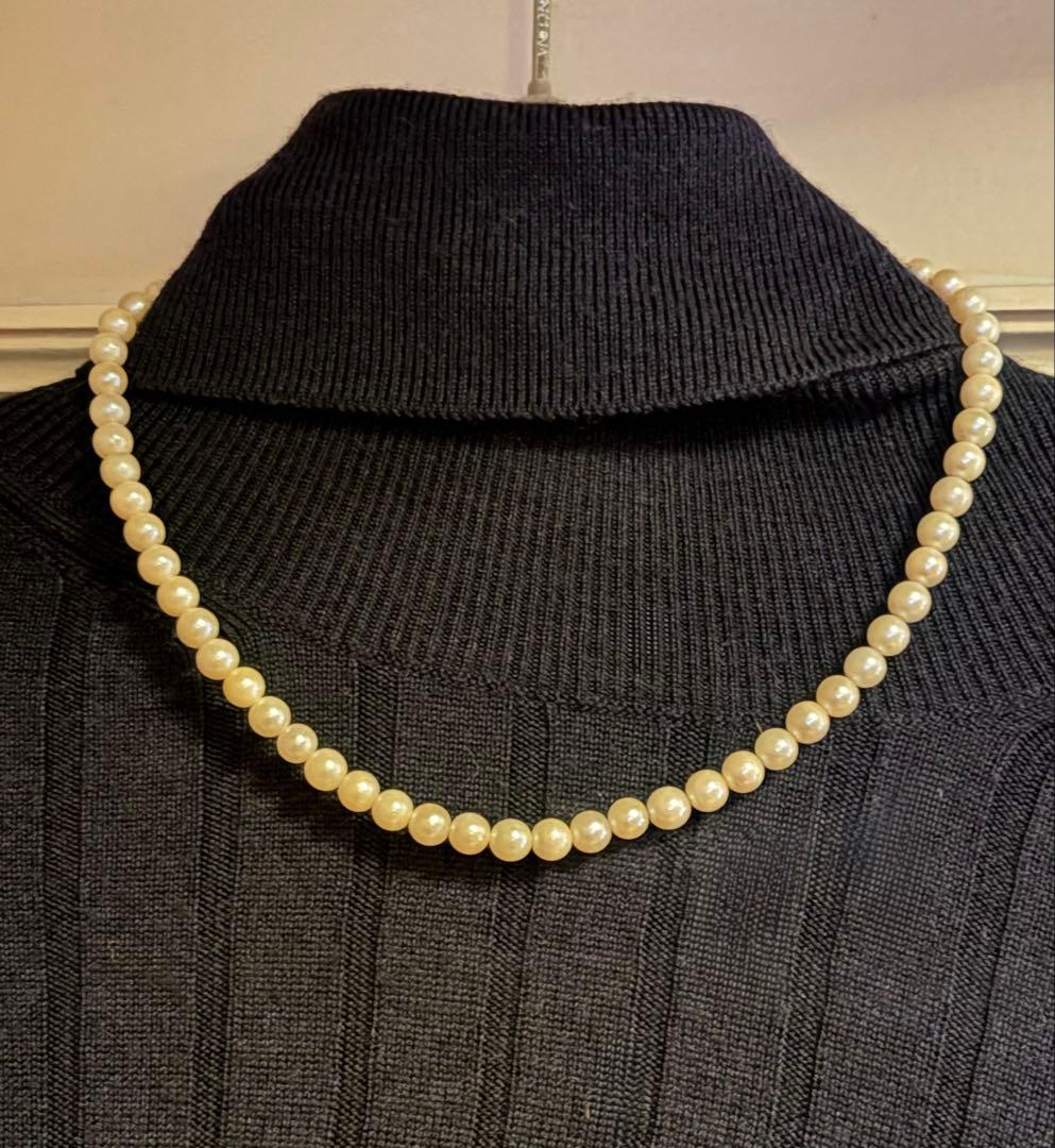 三越百貨店 白 シルバー金具 アコヤ本真珠 テリ良好 ネックレス 40cm 6㎜