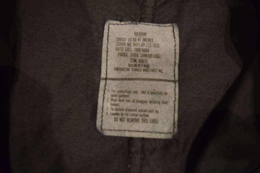 実物 デッドストック 米軍 スノーカモ モッズコート BLACK染め