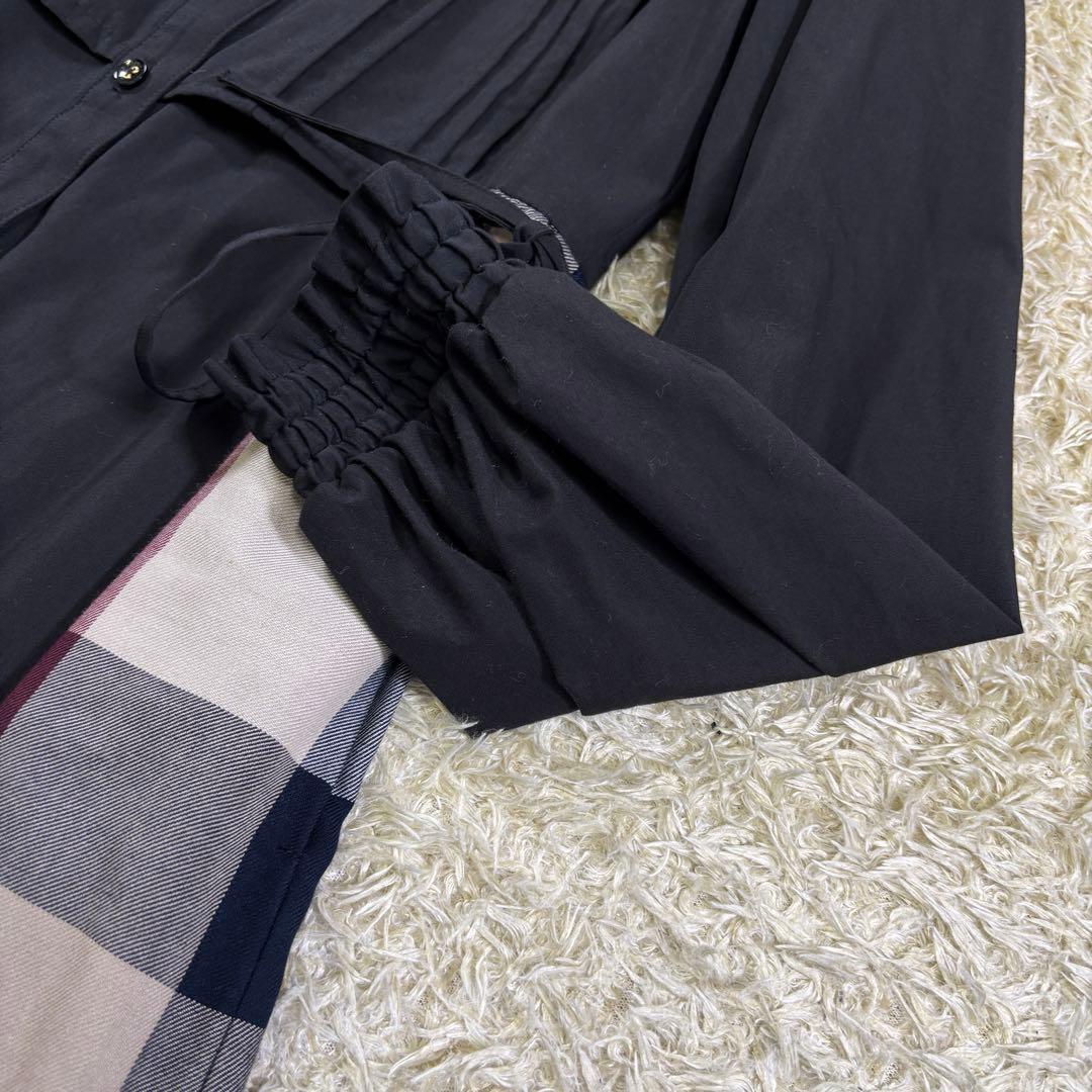 ブルーレーベルクレストブリッジ　プリーツ　サイドリボン　フレア　ロングワンピース