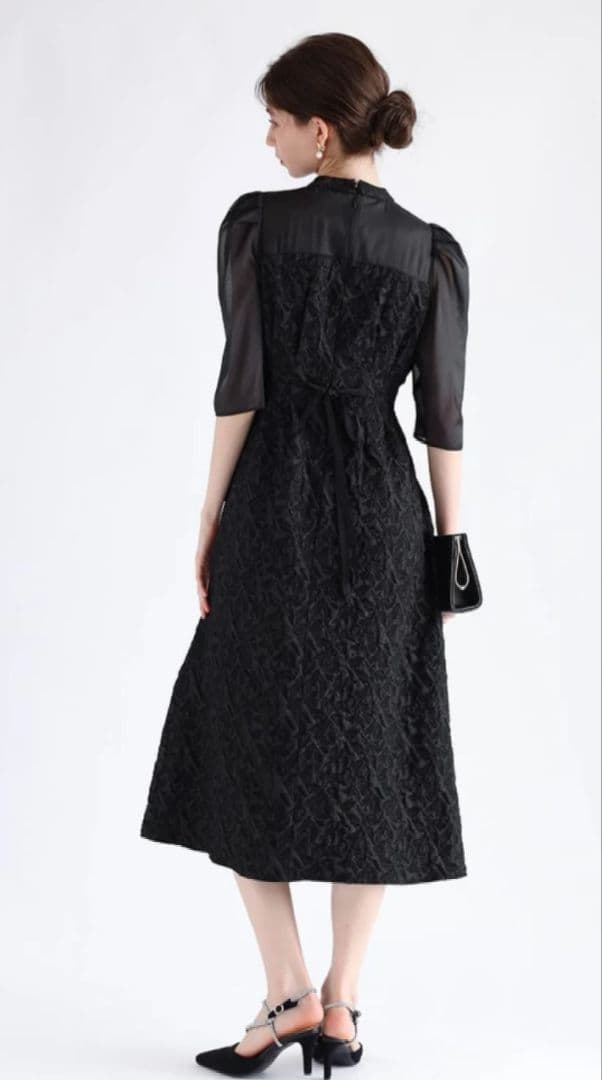 ヤマダヤ リルフェテ ふくれジャガードバックリボンドレス