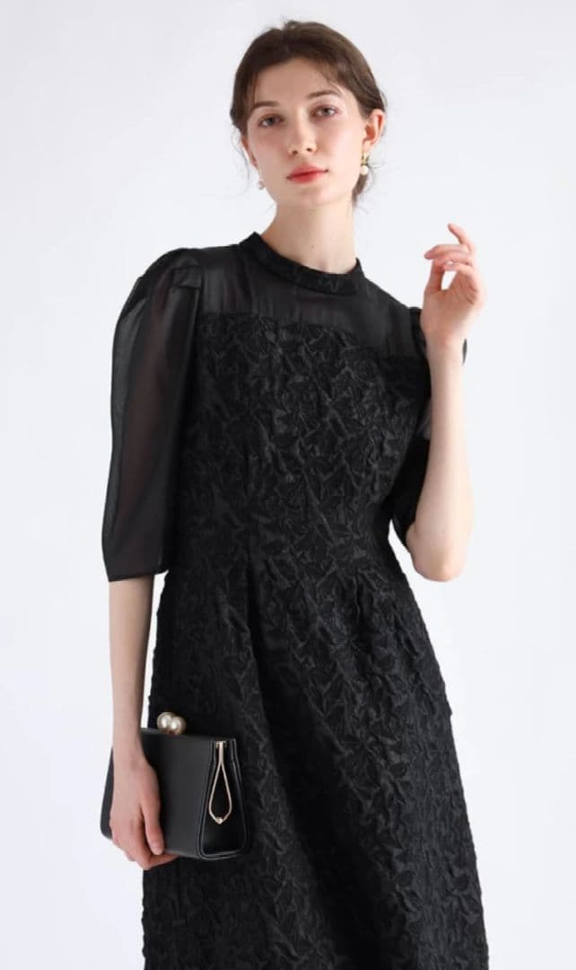 ヤマダヤ リルフェテ ふくれジャガードバックリボンドレス