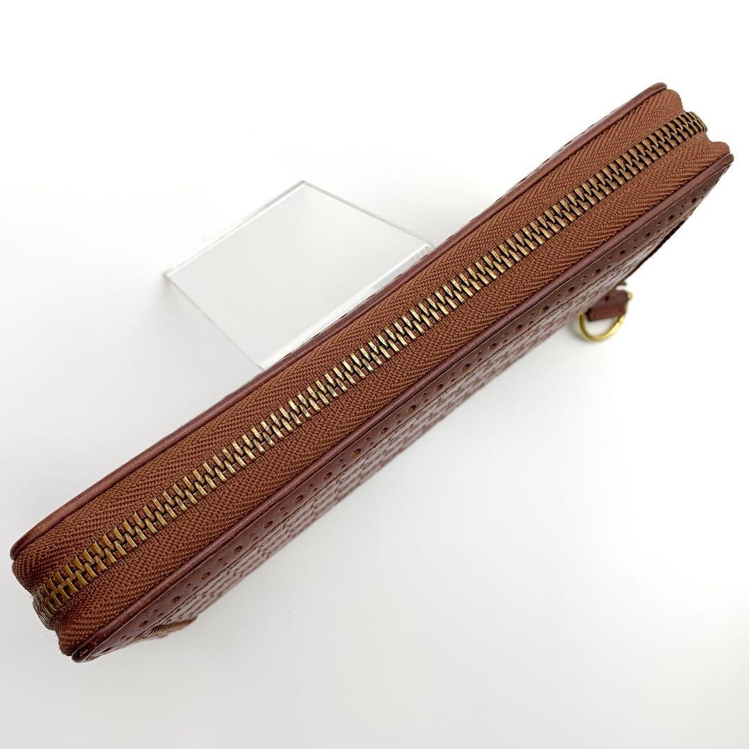 【美品】GUCCI マイクロシマ 長財布 ラウンドファスナー ピンクブラウン系