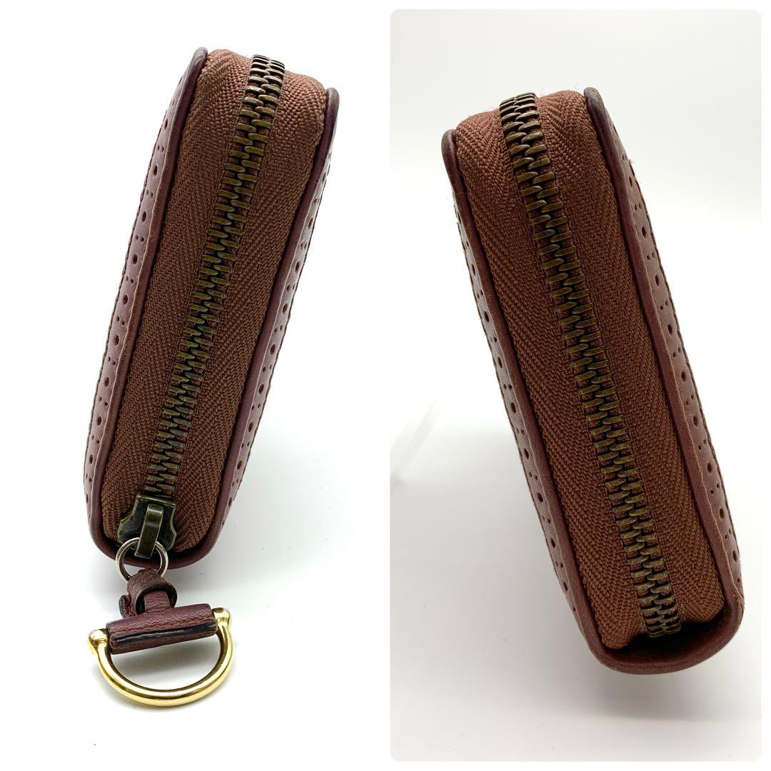 【美品】GUCCI マイクロシマ 長財布 ラウンドファスナー ピンクブラウン系