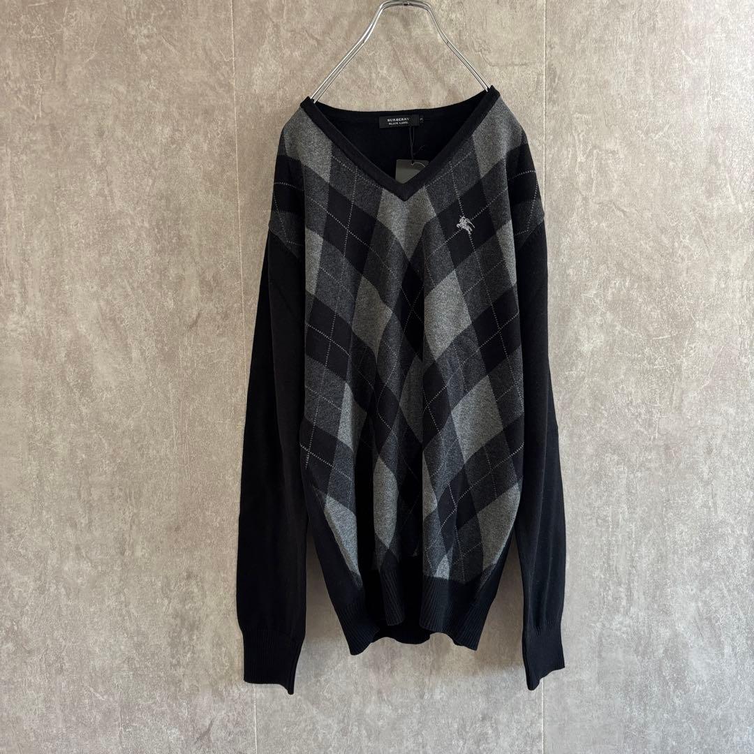 BURBERRY BLACK LABEL バーバリー アーガイル柄ニット 新品