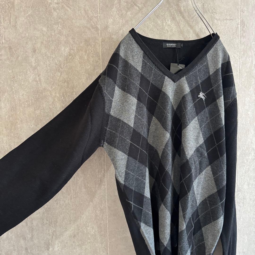 BURBERRY BLACK LABEL バーバリー アーガイル柄ニット 新品