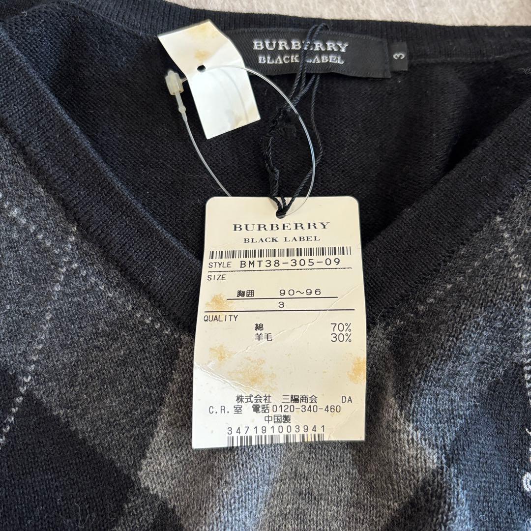 BURBERRY BLACK LABEL バーバリー アーガイル柄ニット 新品