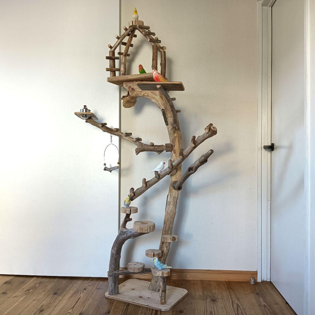 tarusiru バードアスレチックジム大型 天然木 自然木 流木 インコ