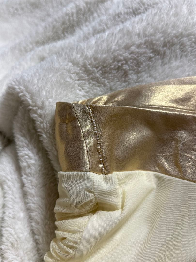 RANS ロングドレス/ストラップレス/イエロー/ゴールド／ベージュ