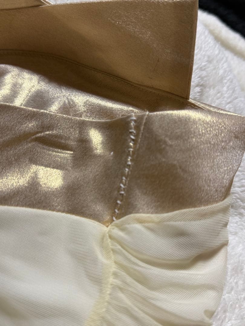 RANS ロングドレス/ストラップレス/イエロー/ゴールド／ベージュ