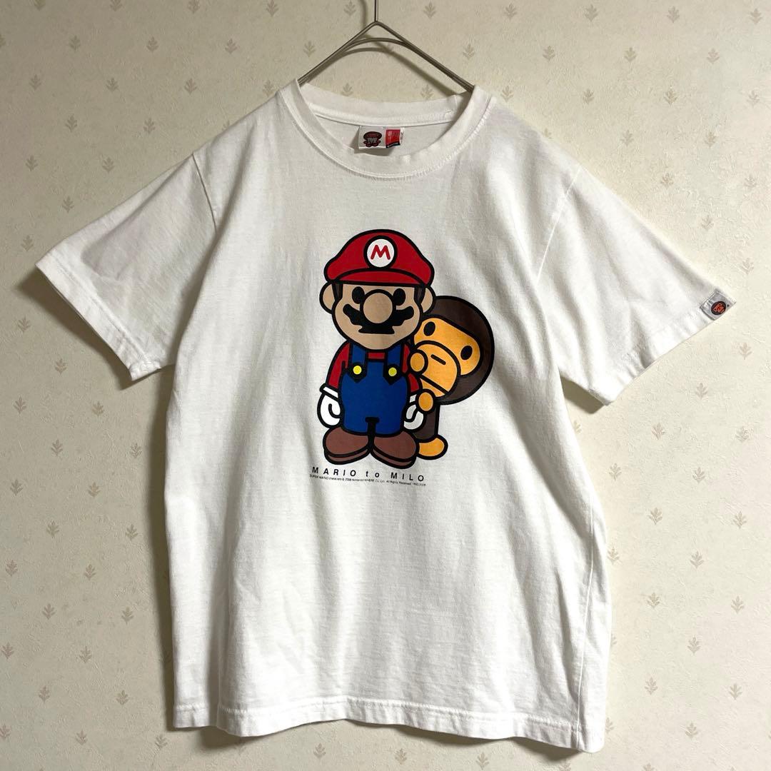 レア❗️アベイシングエイプ マリオ×ベビーマイロ プリント Tシャツ 白 M