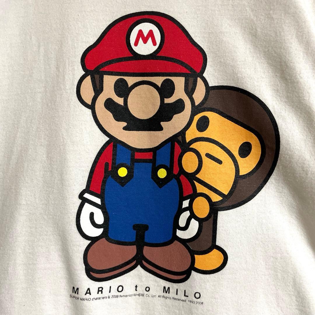 レア❗️アベイシングエイプ マリオ×ベビーマイロ プリント Tシャツ 白 M