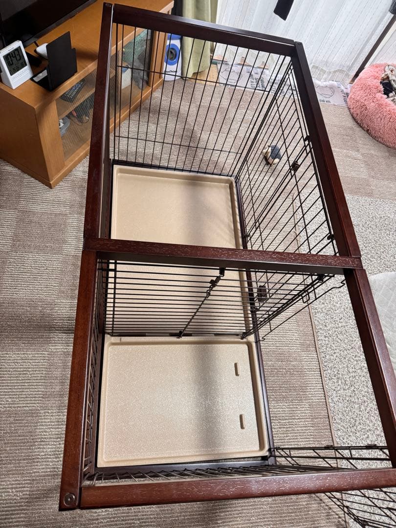 中・小型犬用ブラウン金属ケージ