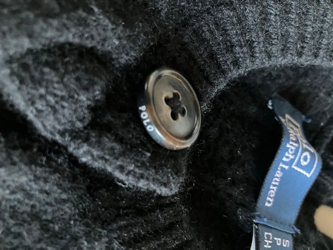 カシミヤ混　POLO ラルフローレン ケーブルニット カーディガン ブラック