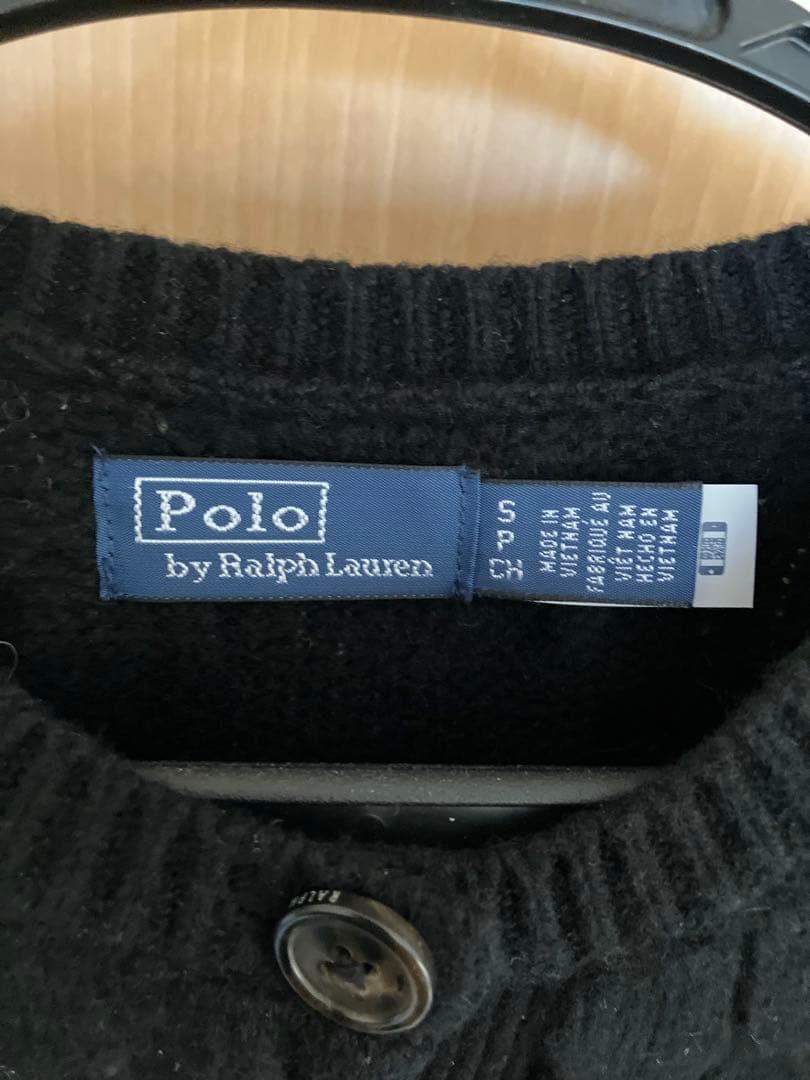 カシミヤ混　POLO ラルフローレン ケーブルニット カーディガン ブラック