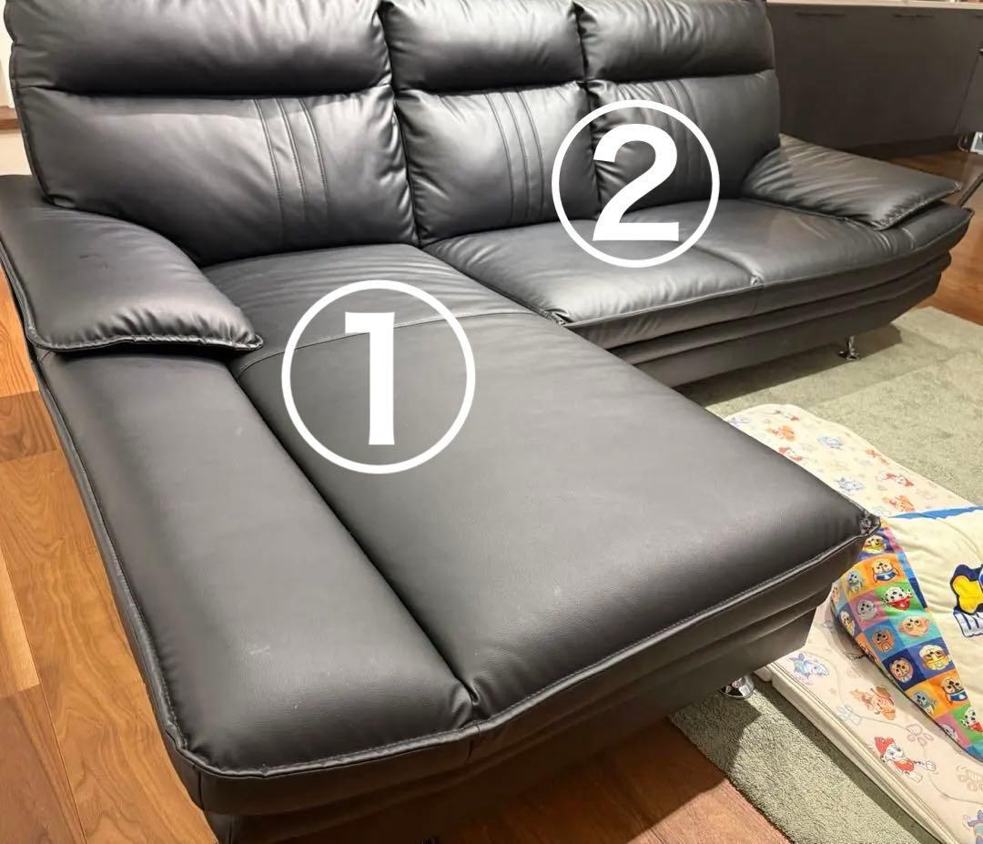 【すんのけし】ブラック コーナーソファ ①