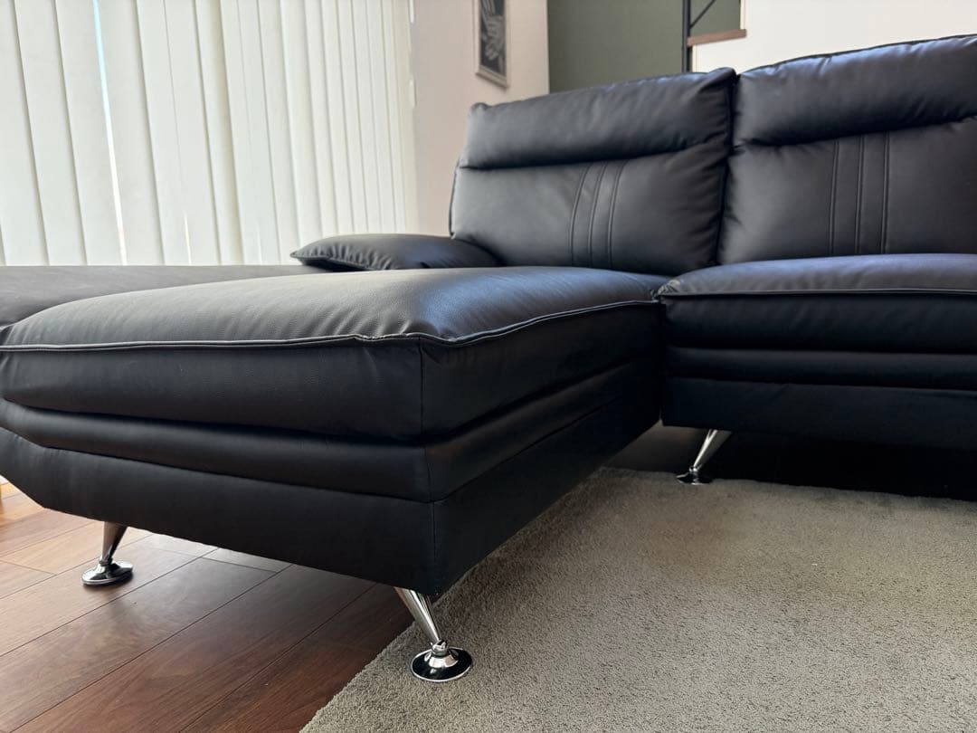 【すんのけし】ブラック コーナーソファ ①