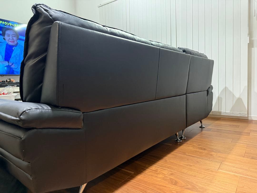 【すんのけし】ブラック コーナーソファ ①